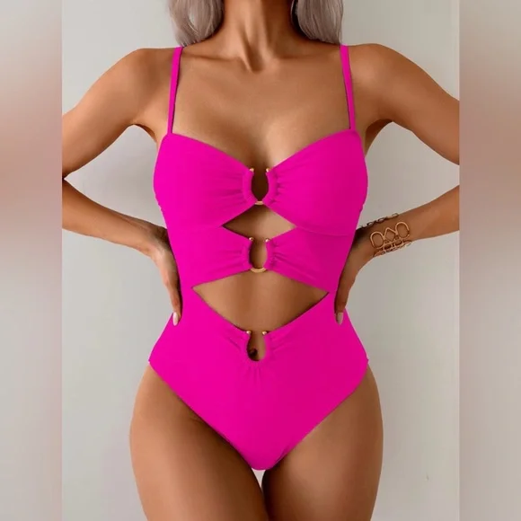 Eomenie Hot Pink One Piece Swimsuit Size M - Picture 3 of 15